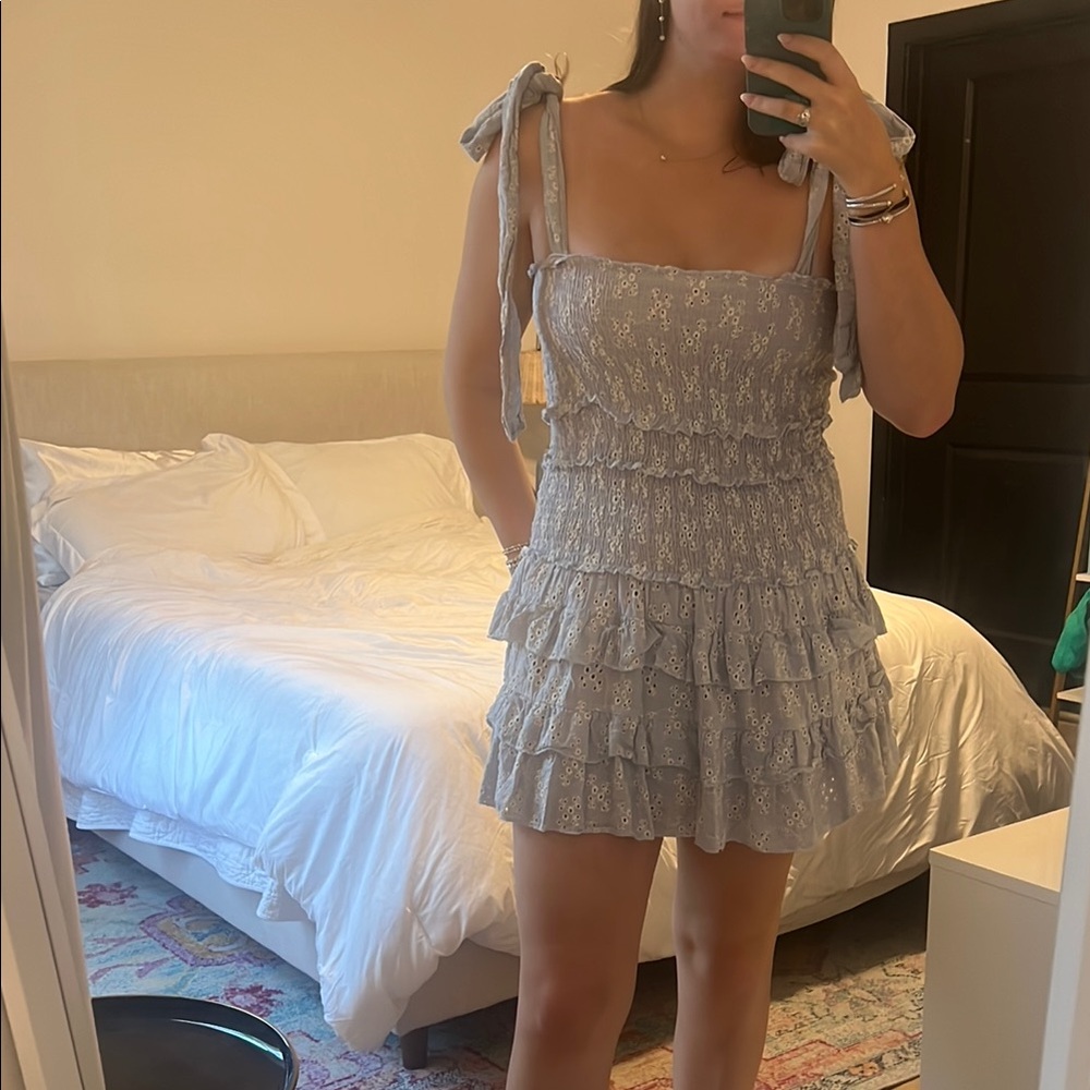 Elegant Blue Ruffle Dress